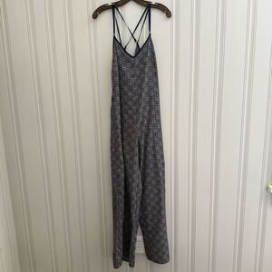 Sans Souci Blue and Red Patterned Strappy Romper